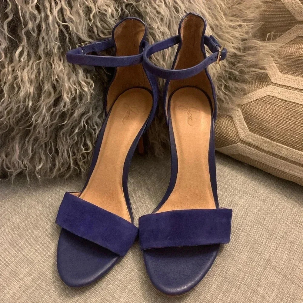 JOIE EUC Cobalt Suede Jaclyn Sandals High Heels Cobalt Blue - Picture 5 of 8